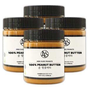 야스티 순 땅콩버터 크리미 100% 무첨가 300g, 4개