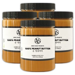 야스티 순 땅콩버터 크리미 100% 무첨가 무설탕 피넛버터 잼 500g, 4개