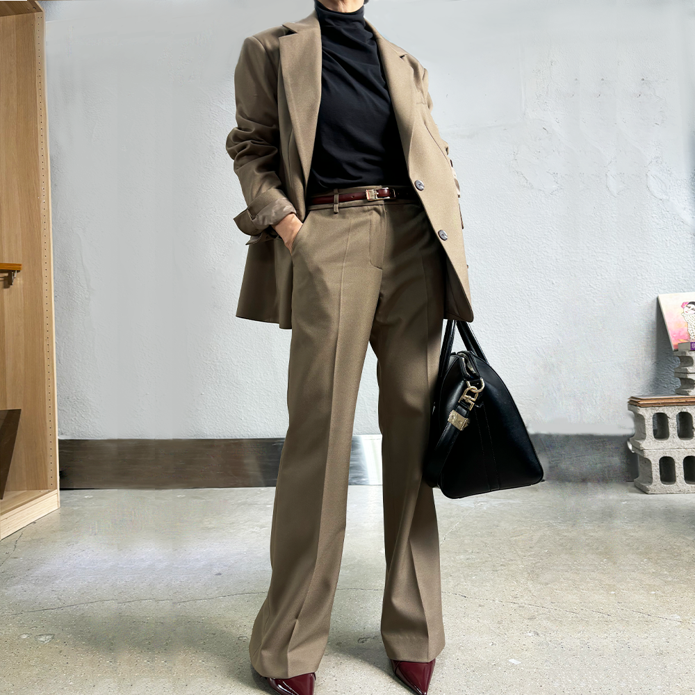 자체제작 클래식한 여성 여자 정장 바지 울 테일러드 부츠컷 슬랙스