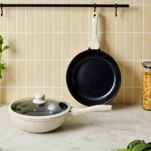 [모던하우스] 손이 자주가는 인덕션 겸용 프라이팬 3P세트(팬28,웍28,뚜껑) 아이보리