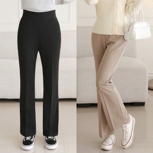 국산 밴딩 하이웨스트슬랙스 베이지 블랙 정장 봄 가을 세미 부츠컷슬랙스