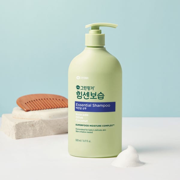 그린핑거 힘센보습 에센셜 샴푸 오렌지그린티향 500ml X 1EA / 아기 베이비 키즈 베이비키즈샴푸, 대용량, 신생아