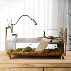 가정용 거북이 수족관 배수 거실 수조 어항 유리 사육장 대형 반수생 아크릴 키우기 반수색 40cm 풀패키지