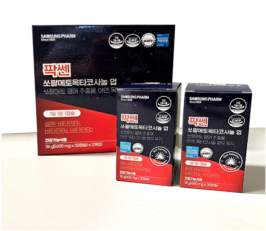 삼성제약 팍쎈 쏘팔메토 <b>옥타코사놀</b> 업 600mg x 60캡슐