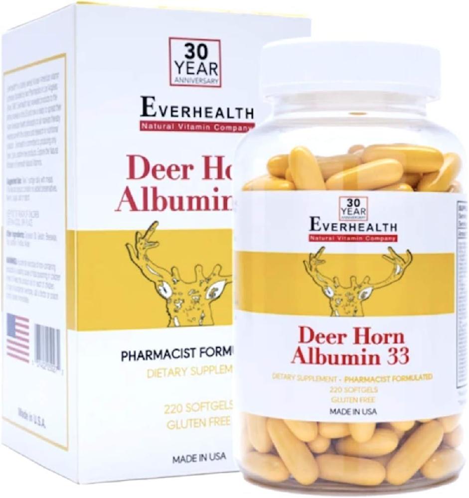 <b>에버헬스</b> 디어 혼 알부민 33 220정 Everhealth Deer Horn Albumin