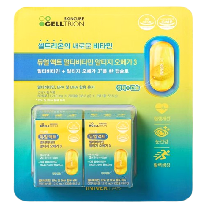 셀트리온스킨큐어 듀얼액트 멀티비타민 알티지오메가3