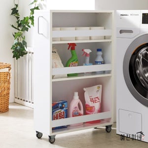 세탁실 수납장 230 국산 화이트 세탁기 틈새 바퀴달린 선반 슬림 트롤리