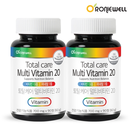 로니웰 RONIEWELL 토탈<b>케어</b> 종합 멀티 <b>비타민</b> 20 700mg 90정 2개