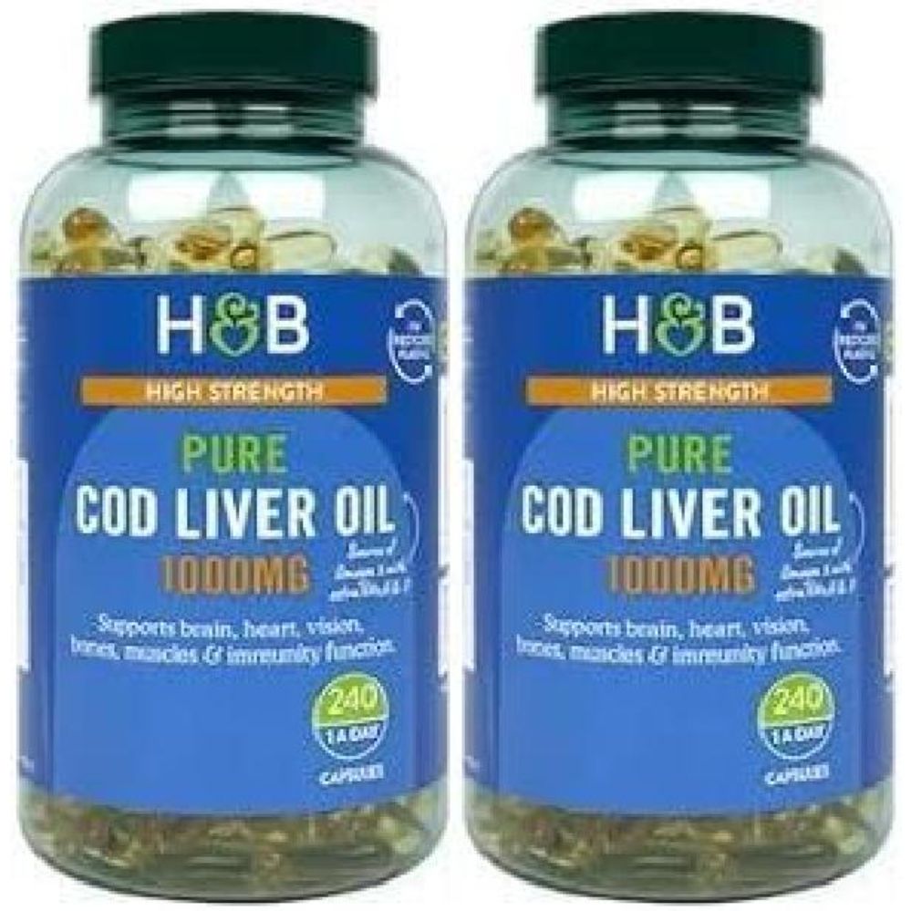홀랜드 앤 바렛 퓨어 <b>코드 리버 오일</b> 오메가 3 1000mg 240캡슐 2팩