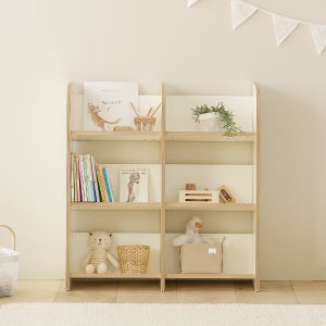 토리 마이북 교구장 아기책장 전면책장 아기교구장 유아 키즈 어린이 854x260x907mm, 3단, 더블 오픈 크림버치