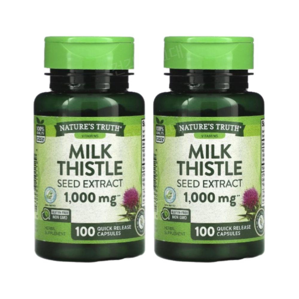 <b>네이처스트루</b> 밀크씨슬 밀크시슬 1000mg 100정 2개 <b>실리마린</b> MilkThistle