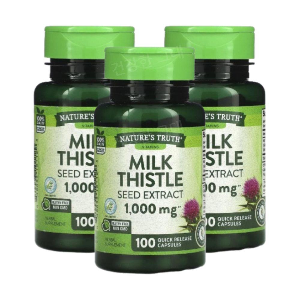 <b>네이처스트루</b> 밀크씨슬 <b>실리마린</b> 1000mg 100정 3개 밀크시슬 MilkThistle