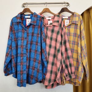 유닉 체크 박시 남방(3color)