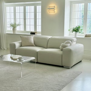 전체 천연가죽 슬립 v1 슬라이드 리클라이너 3인용 소파