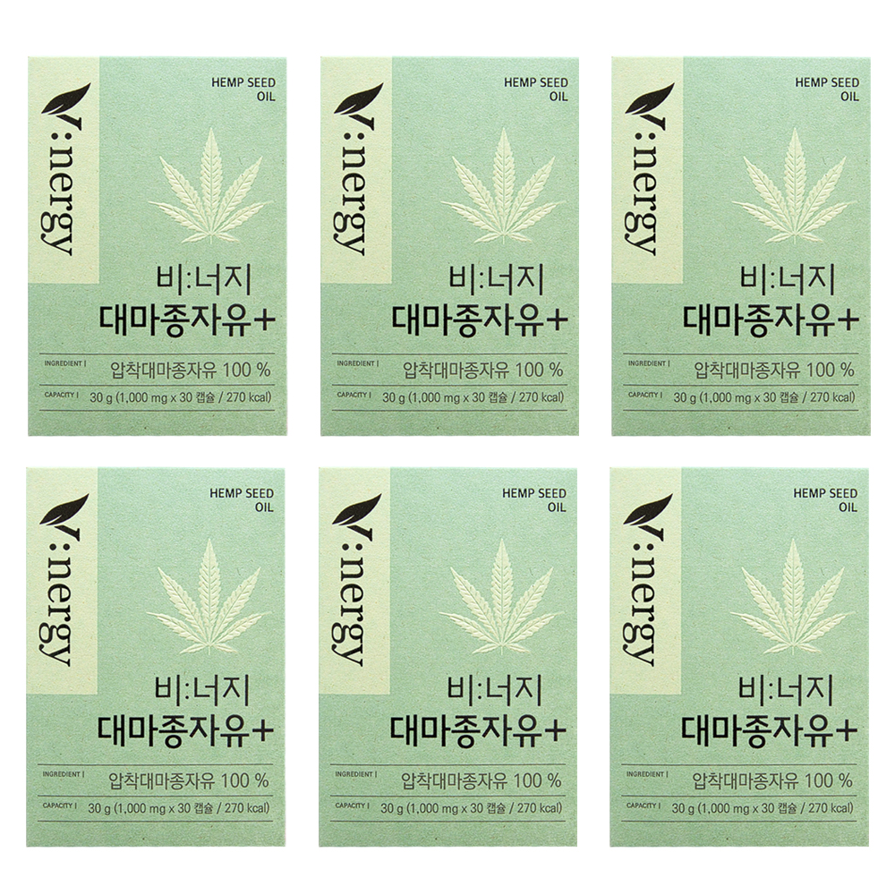 휴럼 <b>비너지 대마종자유</b> 플러스 대마종오일 30캡슐, 6개