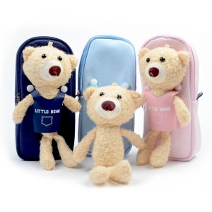 곰돌이 인형 달린 필통_색상랜덤 파우치 인형분리