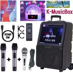 가정용 노래방기계 AV-1000 최다선물 6종 무선마이크2개 블루투스 캠핑 케이뮤직박스