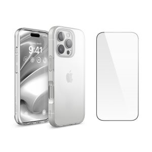 엘라고 아이폰 16 플러스 프로 맥스 하이브리드 투명 케이스 + 액정 강화유리 필름 세트