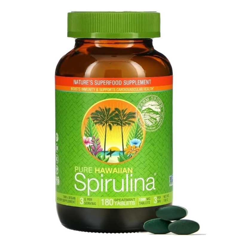 뉴트렉스하와이 퓨어 하와이안 <b>스피루리나 스피어민트</b> 1.000mg <b>180정</b>