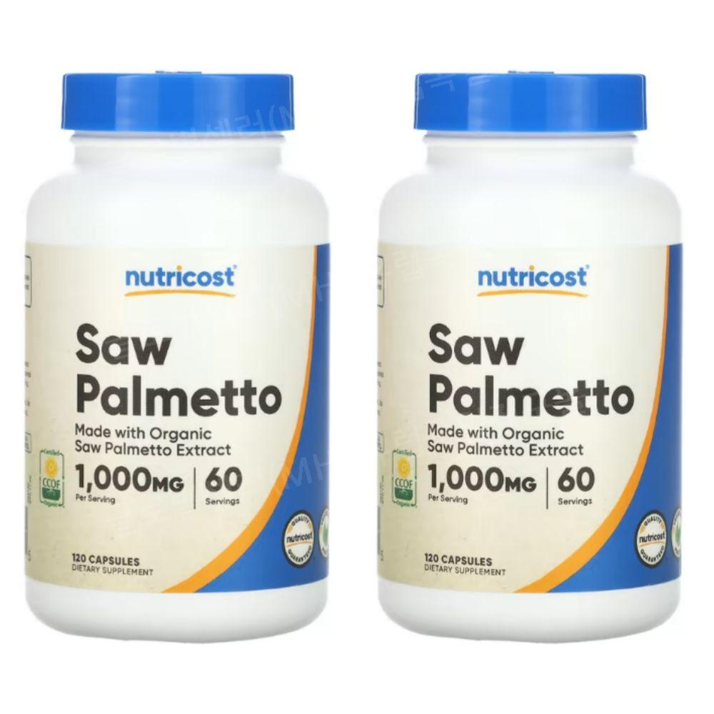 미국산 쏘팔메토 <b>Nutricost 소팔메토</b> 1000mg 고함량 120캡슐 2병