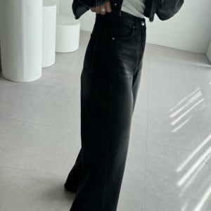 보니따스 흑청 라인 데님 팬츠 옆절개 스트레이트 가을 청바지/ SM