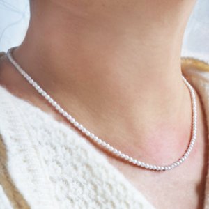 미니 천연 담수 베이비 진주 2mm-3mm 초커 실버장식 목걸이