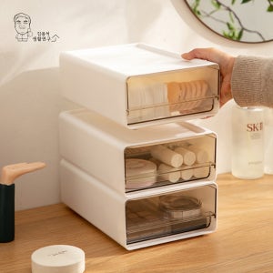 팬트리 정리함 투명 수납함 화장대정리 서랍 적층 리빙박스 소형