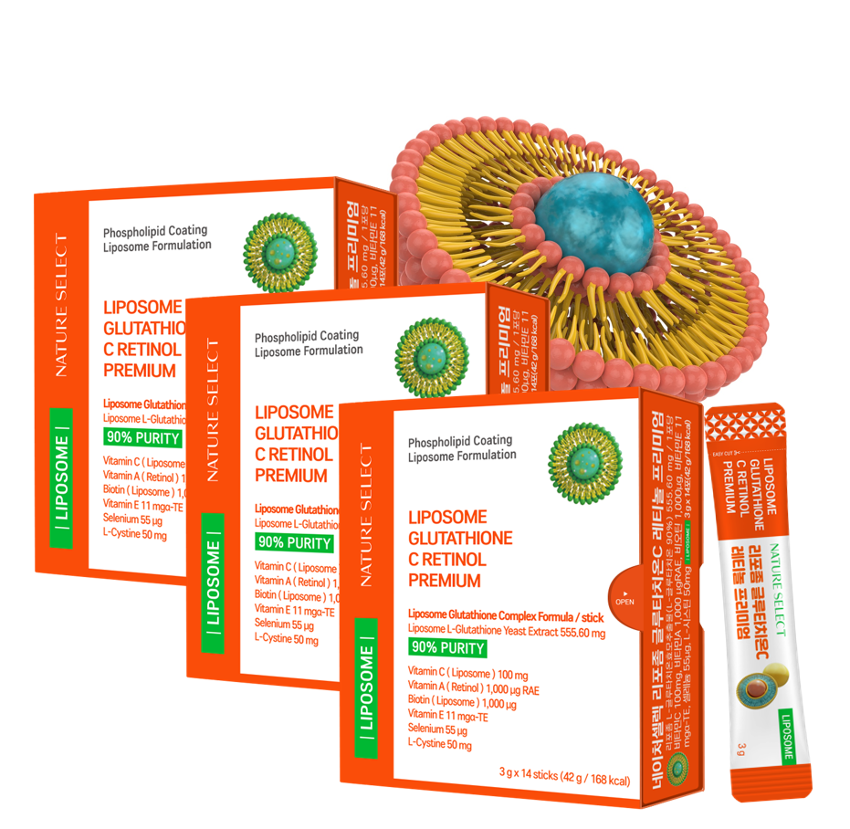 <b>네이처셀렉</b> 리포좀 글루타치온 C 레티놀 비오틴 순수함량 500mg 분말 42g, 3개