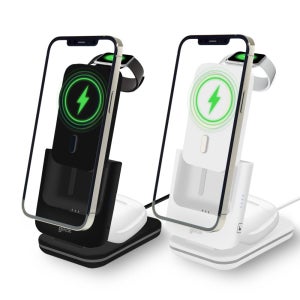 지클릭커 그릭 폴딩 3IN1 맥세이프 배터리 충전기 세트 15W 3대동시 충전