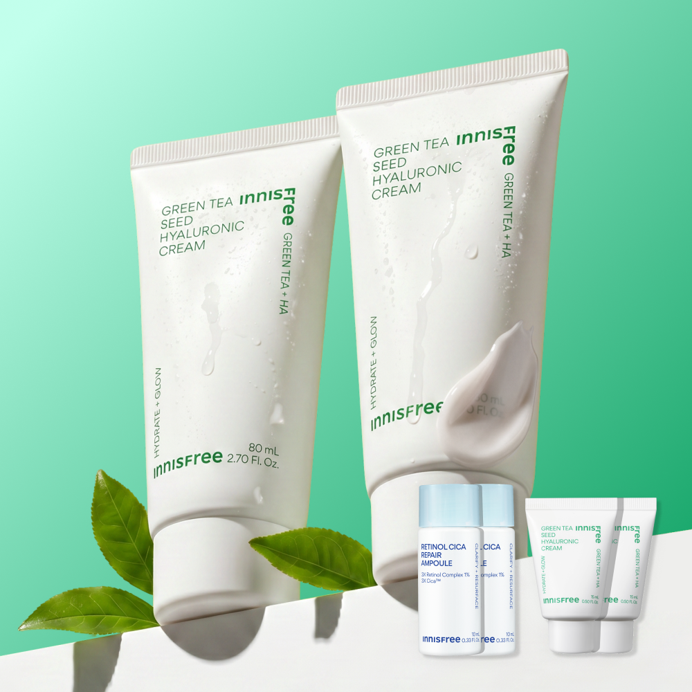 이니스프리 그린티 씨드 히알루론산 진정 보습 수분크림 80ml, 2개