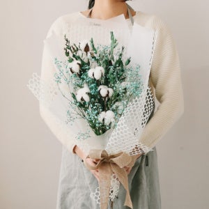 생화 프리저브드 목화 안개 드라이플라워 꽃다발 졸업식 생일 기념일 시들지않는꽃
