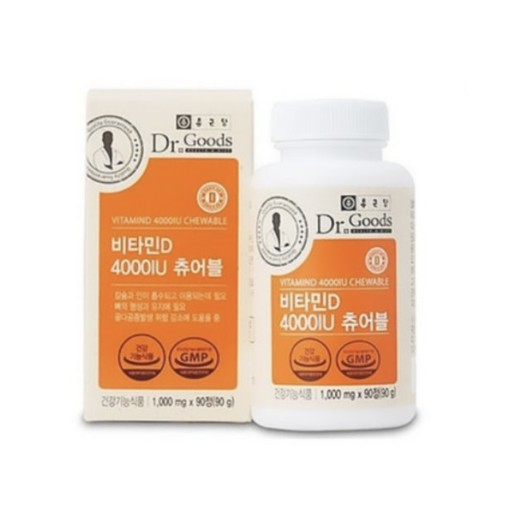 종근당건강 <b>닥터굿스 비타민D</b> 4000IU 츄어블 1000mg x 90캡슐