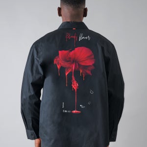 [BEOM] 블러디플라워 오버핏 셔츠 (블랙)