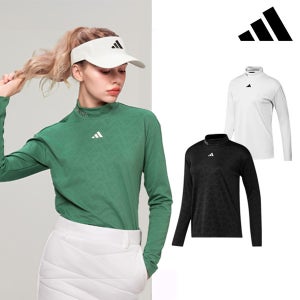 아디다스 가을 겨울 여성 자카드 긴팔티 간절기 골프웨어 여자 골프 티셔츠