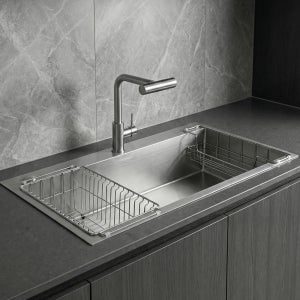 프로맘 사각 싱크볼 레인도트 E858 엠보 나노 코팅 스테인레스 씽크볼 교체