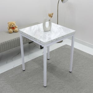 슬림한 2인 브런치 테이블 700 정사각 미니멀 카페 가구 화이트 상판 조립식 수평 조절발