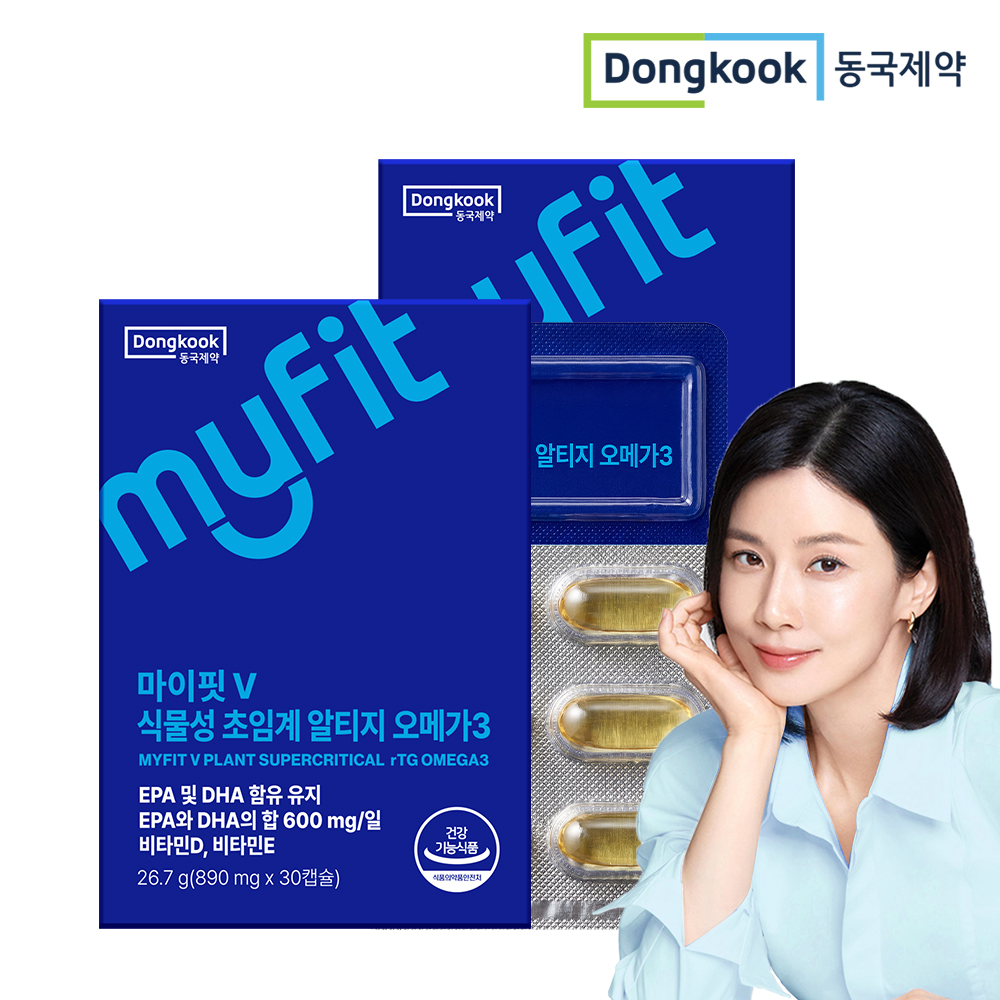 [2개월] 동국제약 마이핏V 식물성 초임계 rTG 알티지 오메가3 혈행건강 눈건강 30캡슐, 2개