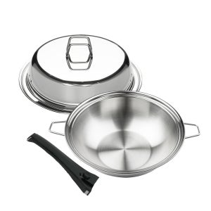 800도씨 316 인덕션 스텐 궁중팬 통5중 볶음 웍 뚜껑 세트 24cm