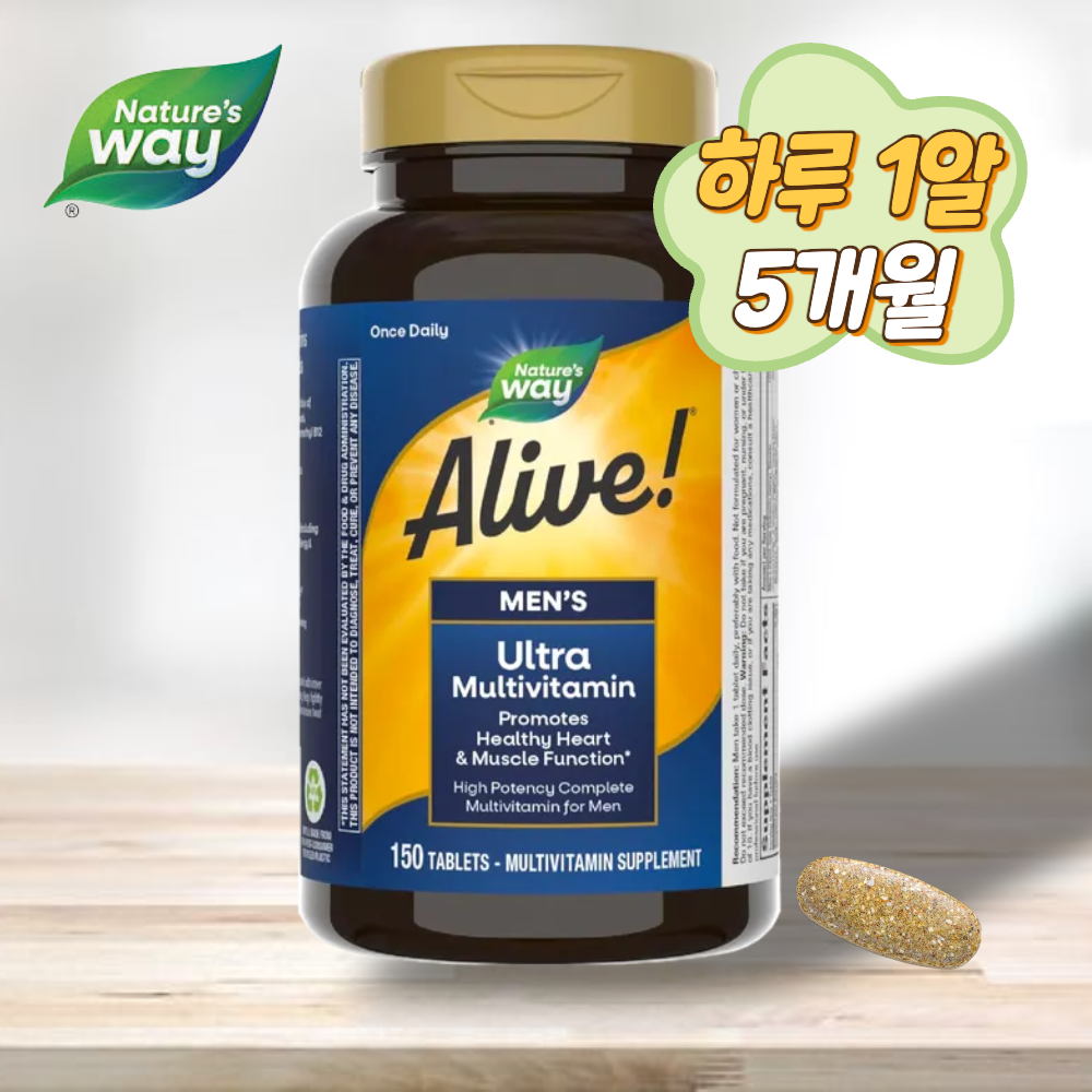 <b>네이처스웨이</b> 얼라이브 <b>남자</b> 종합비타민 울트라 <b>남성</b> 멀티비타민미네랄 150개입, 1개