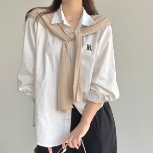 318 여성흰남방 바스락셔츠 여성롱남방 흰색블라우스