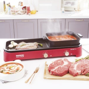 전기그릴팬 고기불판 멀티 가정용 삼겹살 고기그릴 레드