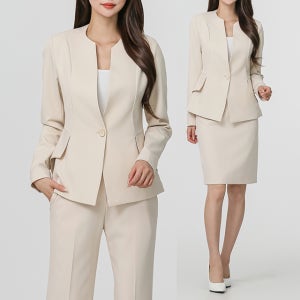 노카라자켓 가을3종세트 여성정장 하객투피스 셋업수트