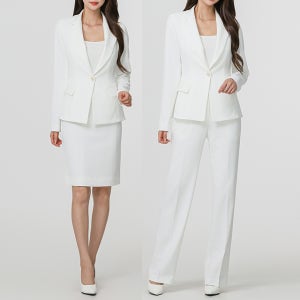 화이트정장 가을3종세트 여성 하객투피스 셋업수트