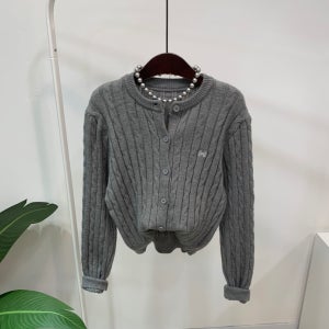 (가을신상,무료배송)소케 리본 자수 꽈배기 긴팔 가디건 5color C