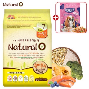 네츄럴오 유기농쌀 강아지 사료 슈퍼푸드, 6kg, 1개