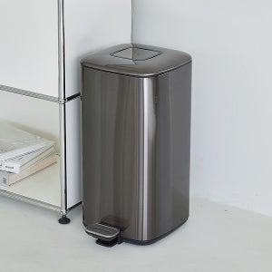 무소음 페달 휴지통 20L 글로시큐브 종량제 냄새차단 기저귀 쓰레기휴지통
