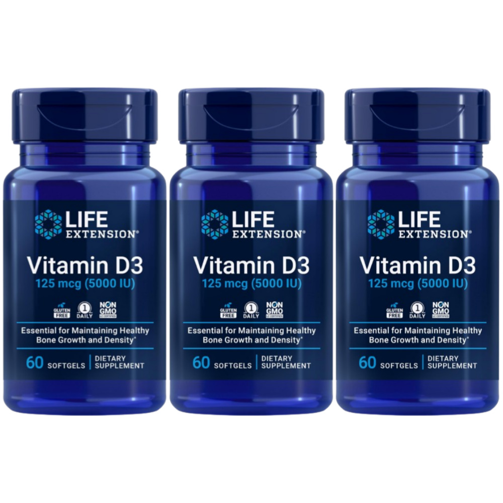 라이프익스텐션 비타민 Vitamin <b>D3125mcg</b> 5,000IU 60정 3개