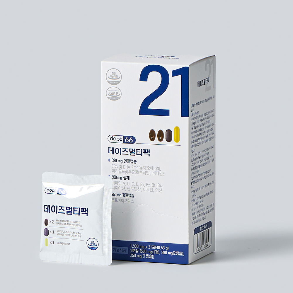 [도착보장] 데이즈멀티팩 하루한포 <b>올인원</b>영양제 남성 <b>여성</b> 종합비타민 21포, 1개