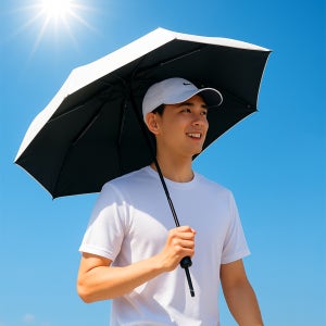 20대 흰색 남자 양산 UV 암막 양우산