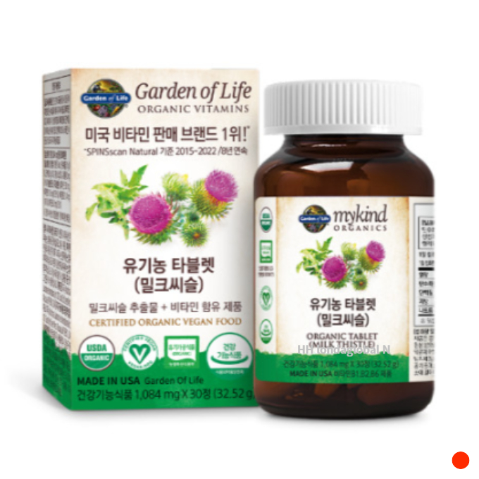 마이카인드 유기농 밀크씨슬 비타민B <b>실리마린</b> 30정